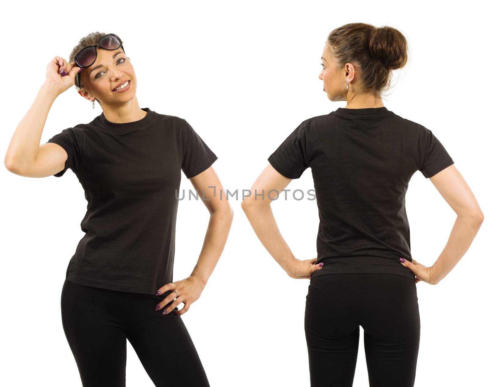 Slim woman wearing blank black shirt by sumners