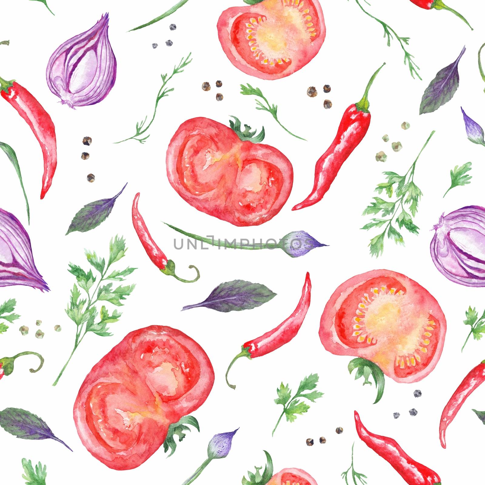 Seamless vegetable pattern with tasty italian food for kitchen and menu design