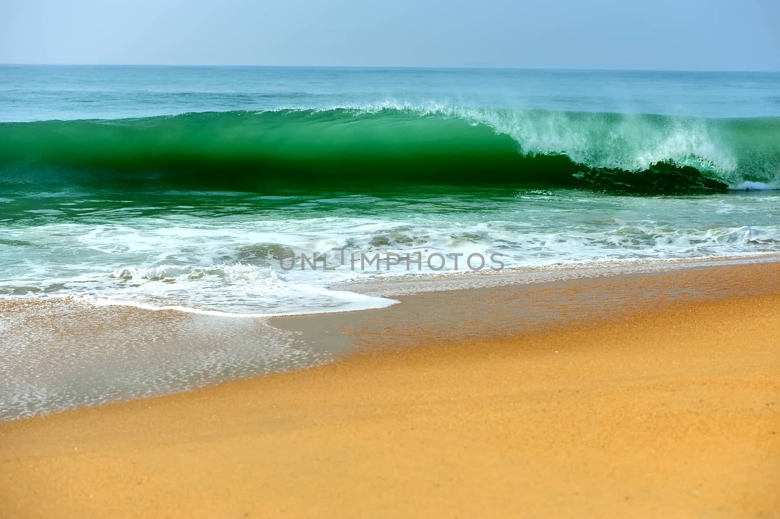Wave of the ocean on the sand beach