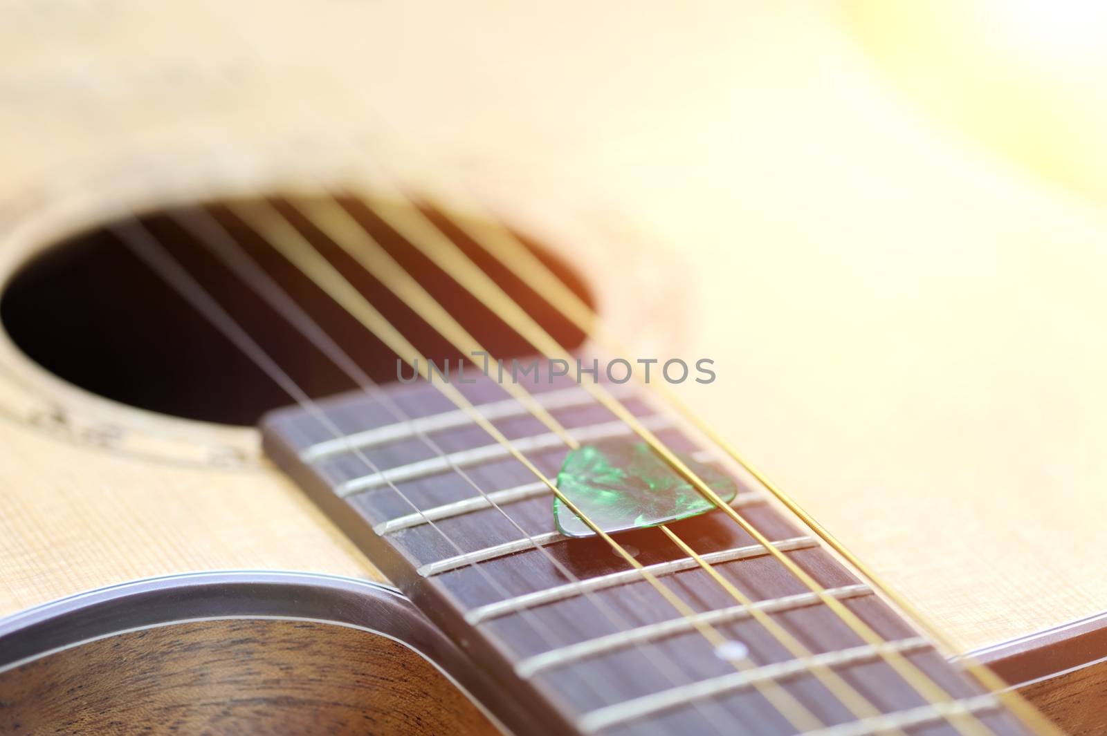 Close up acoustic guitar detail, elements