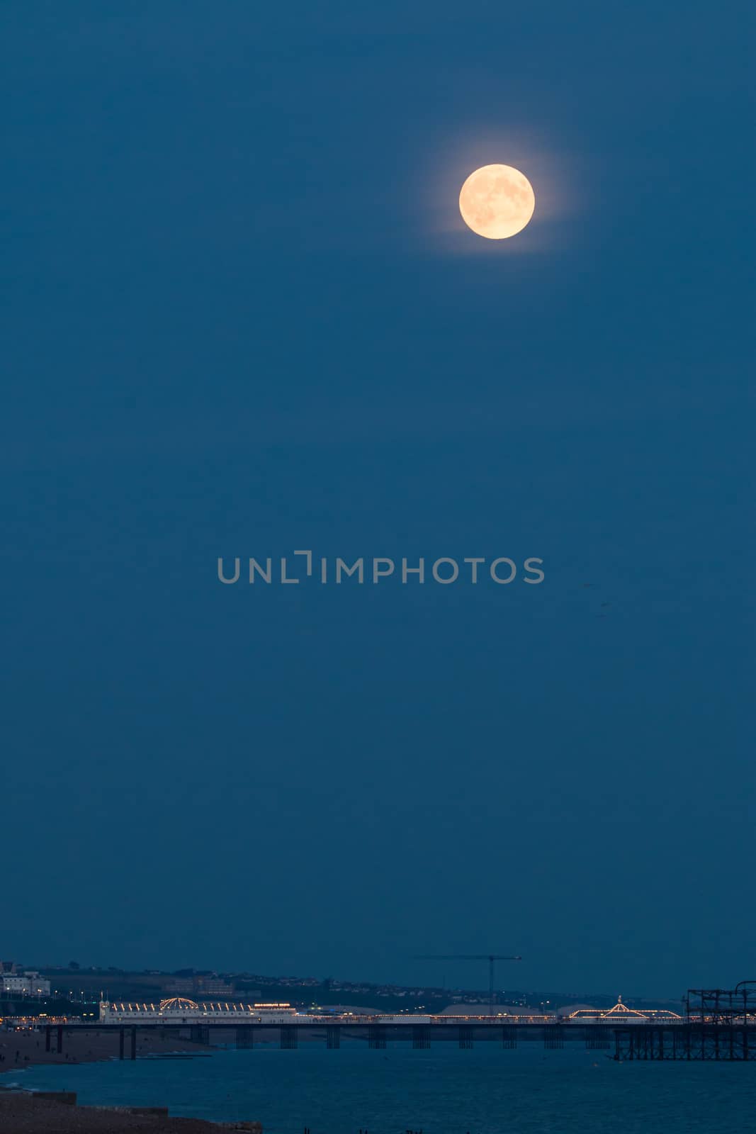 Hazy Supermoon over Brighton Pier on September 8th, 2014