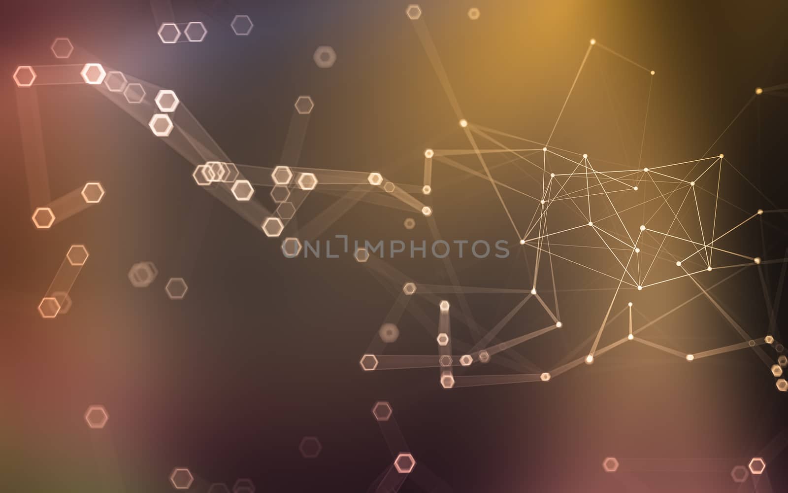 Abstract polygonal space low poly dark background with connecting dots and lines. Connection structure. 3d rendering