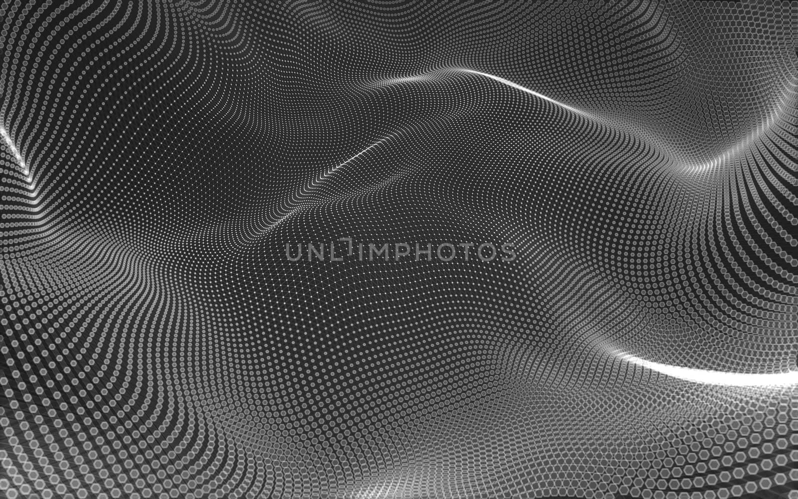 Abstract polygonal space low poly dark background with connecting dots and lines. Connection structure. 3d rendering