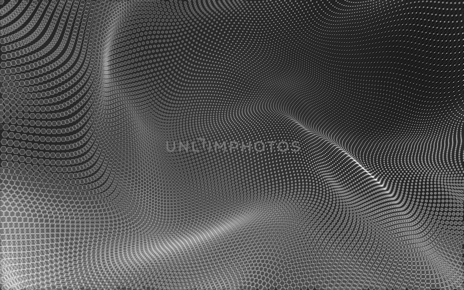 Abstract polygonal space low poly dark background with connecting dots and lines. Connection structure. 3d rendering