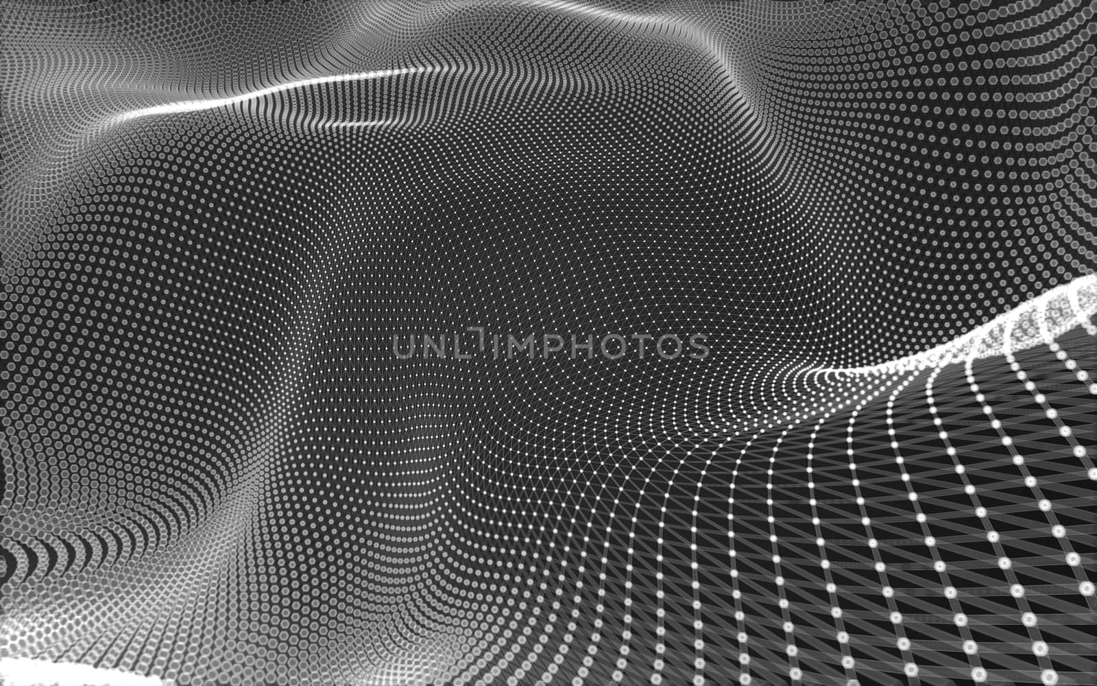 Abstract polygonal space low poly dark background with connecting dots and lines. Connection structure. 3d rendering