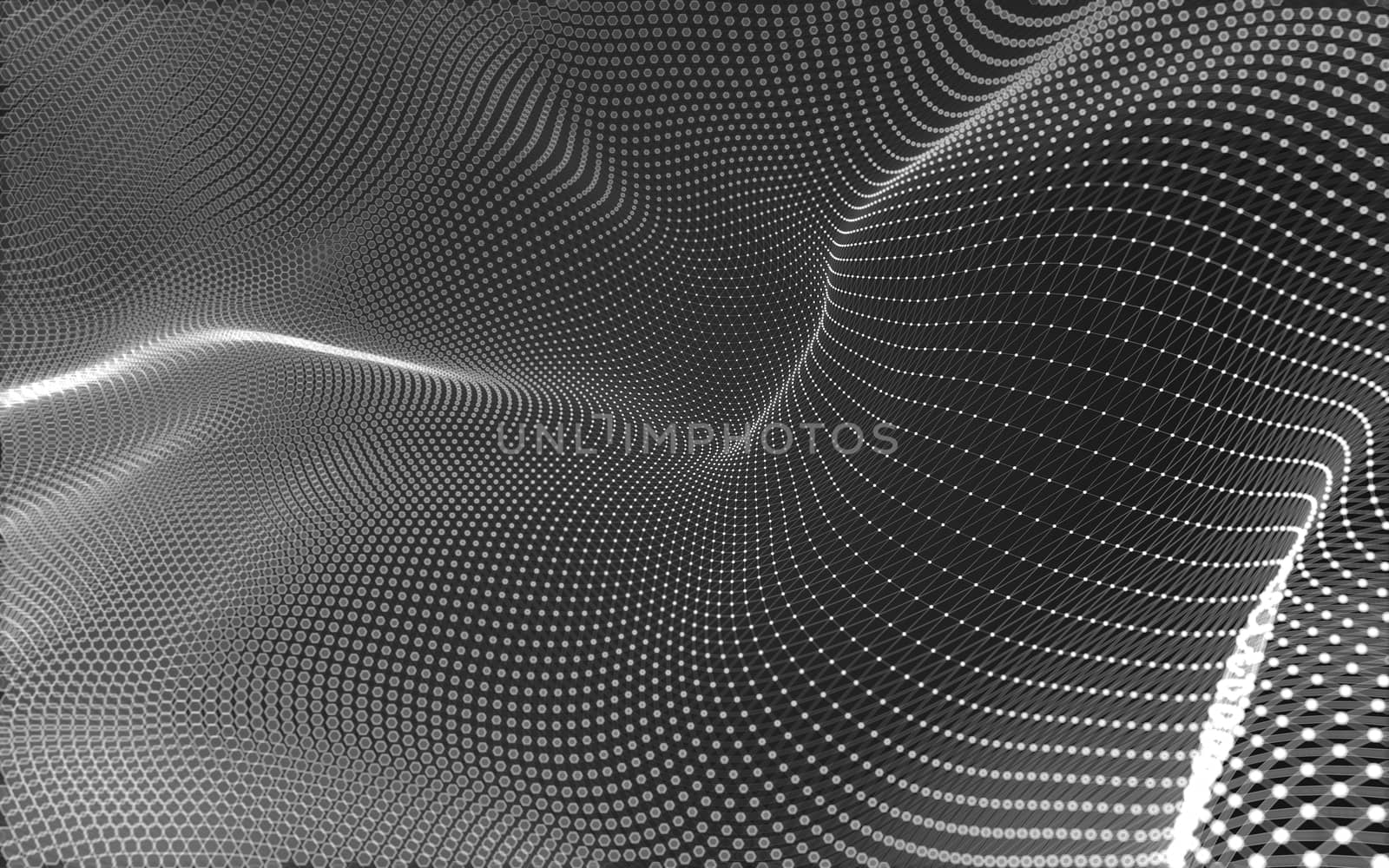 Abstract polygonal space low poly dark background with connecting dots and lines. Connection structure. 3d rendering