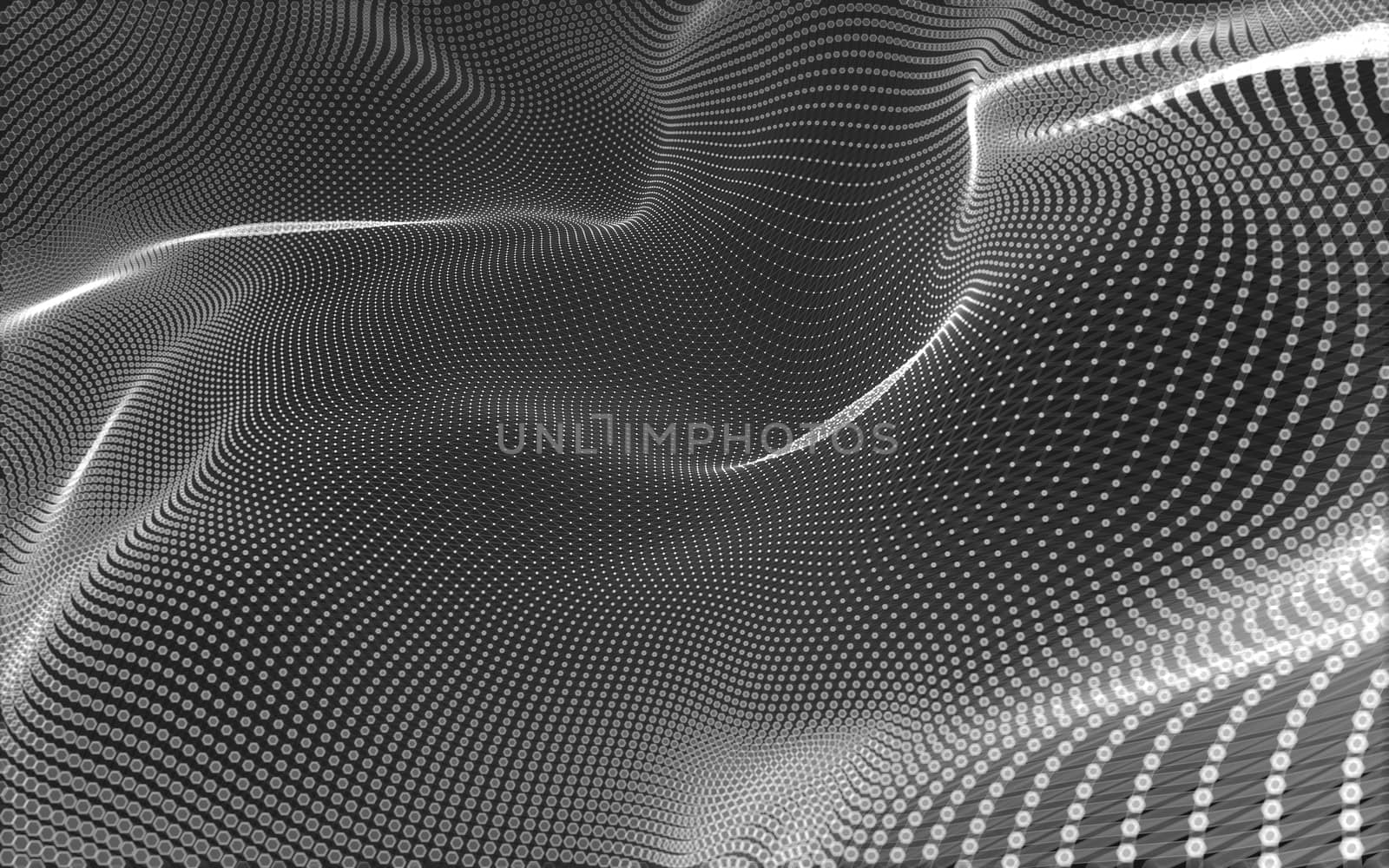 Abstract polygonal space low poly dark background with connecting dots and lines. Connection structure. 3d rendering