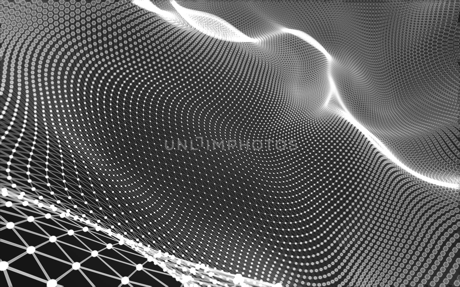 Abstract polygonal space low poly dark background with connecting dots and lines. Connection structure. 3d rendering