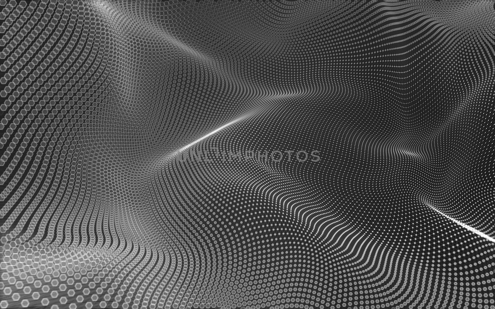 Abstract polygonal space low poly dark background with connecting dots and lines. Connection structure. 3d rendering