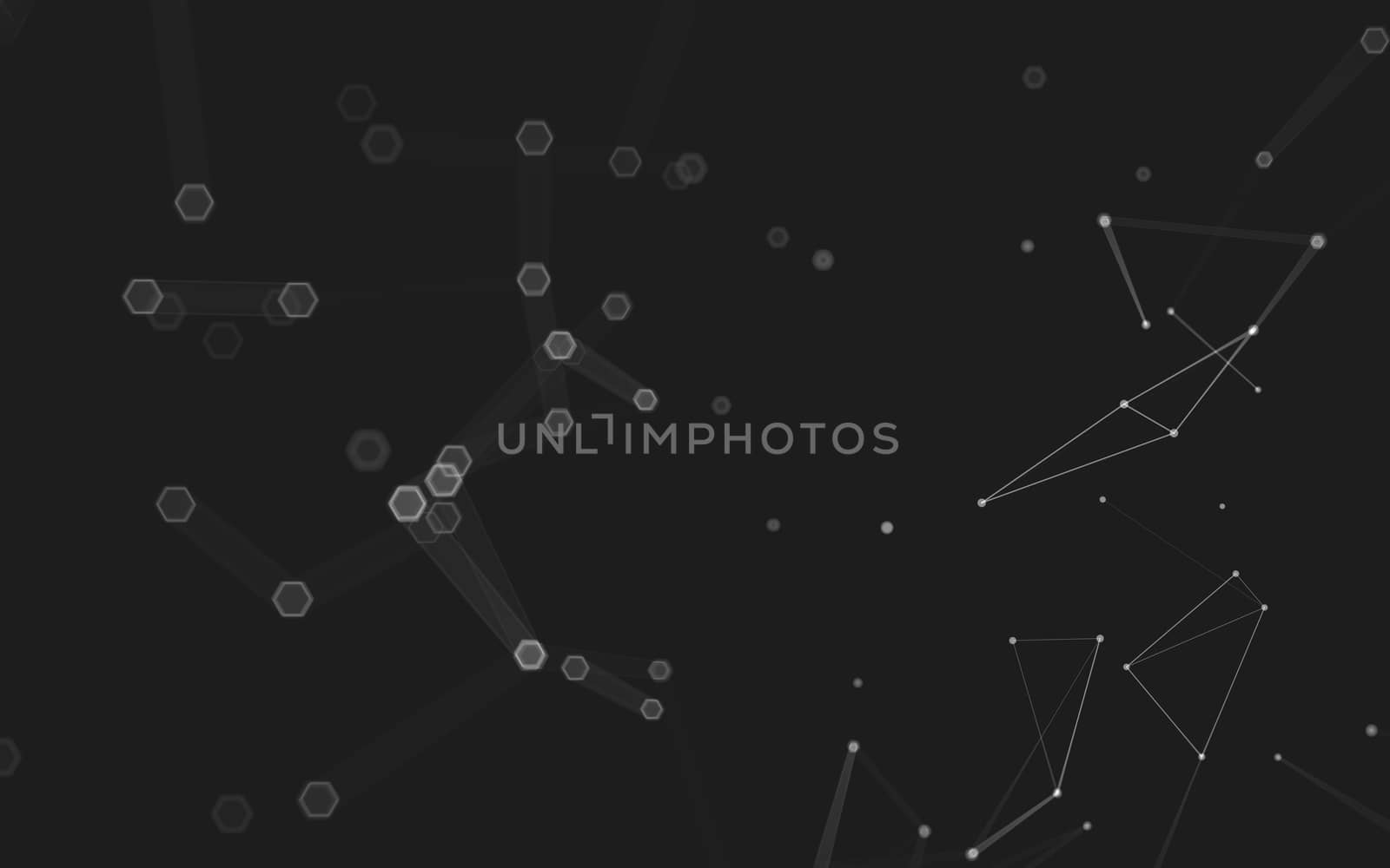 Abstract polygonal space low poly dark background with connecting dots and lines. Connection structure. 3d rendering