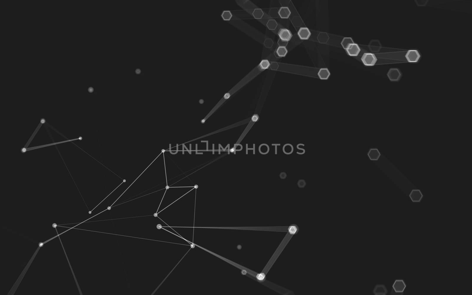 Abstract polygonal space low poly dark background with connecting dots and lines. Connection structure. 3d rendering