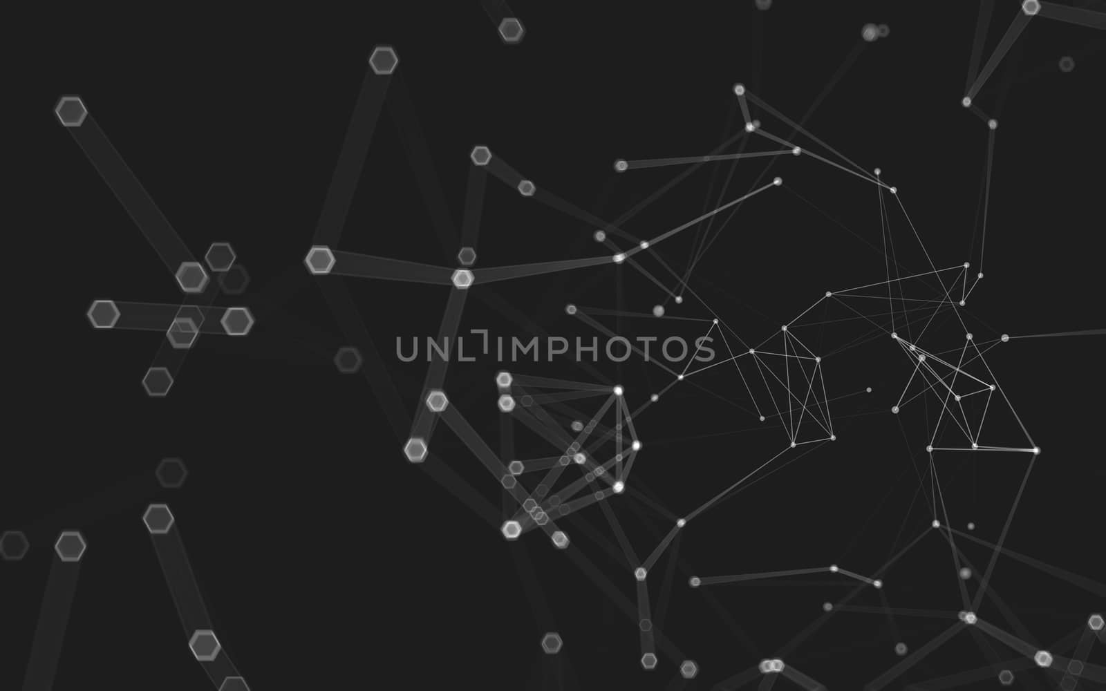 Abstract polygonal space low poly dark background with connecting dots and lines. Connection structure. 3d rendering