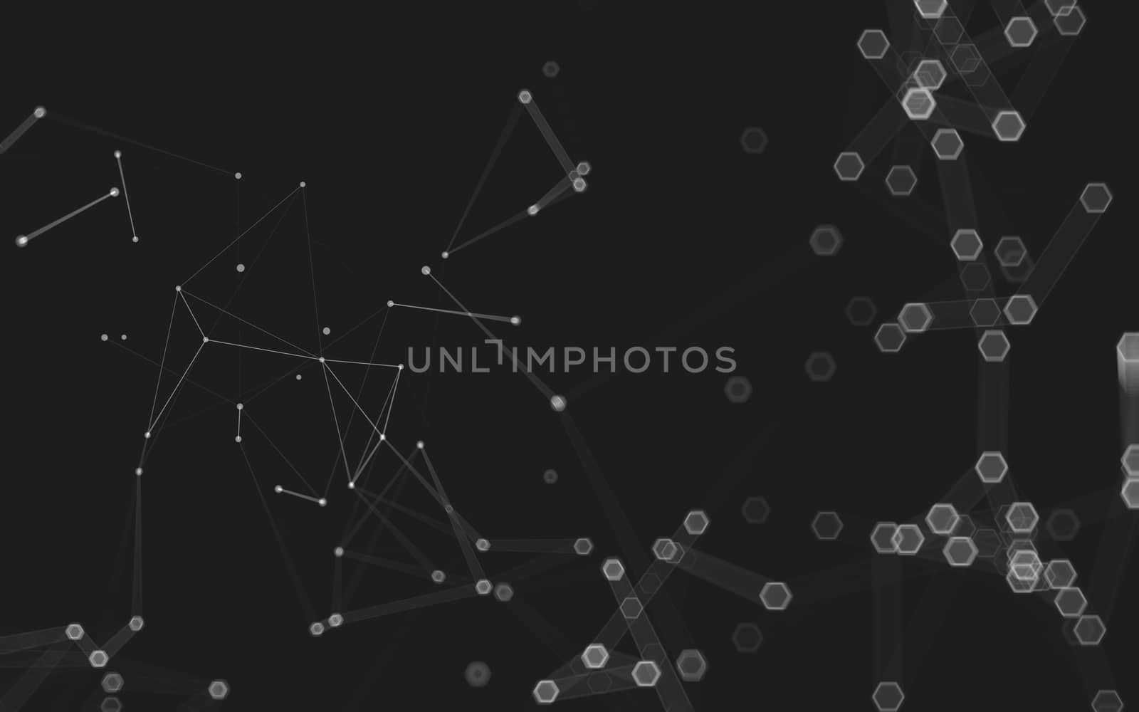 Abstract polygonal space low poly dark background with connecting dots and lines. Connection structure. 3d rendering