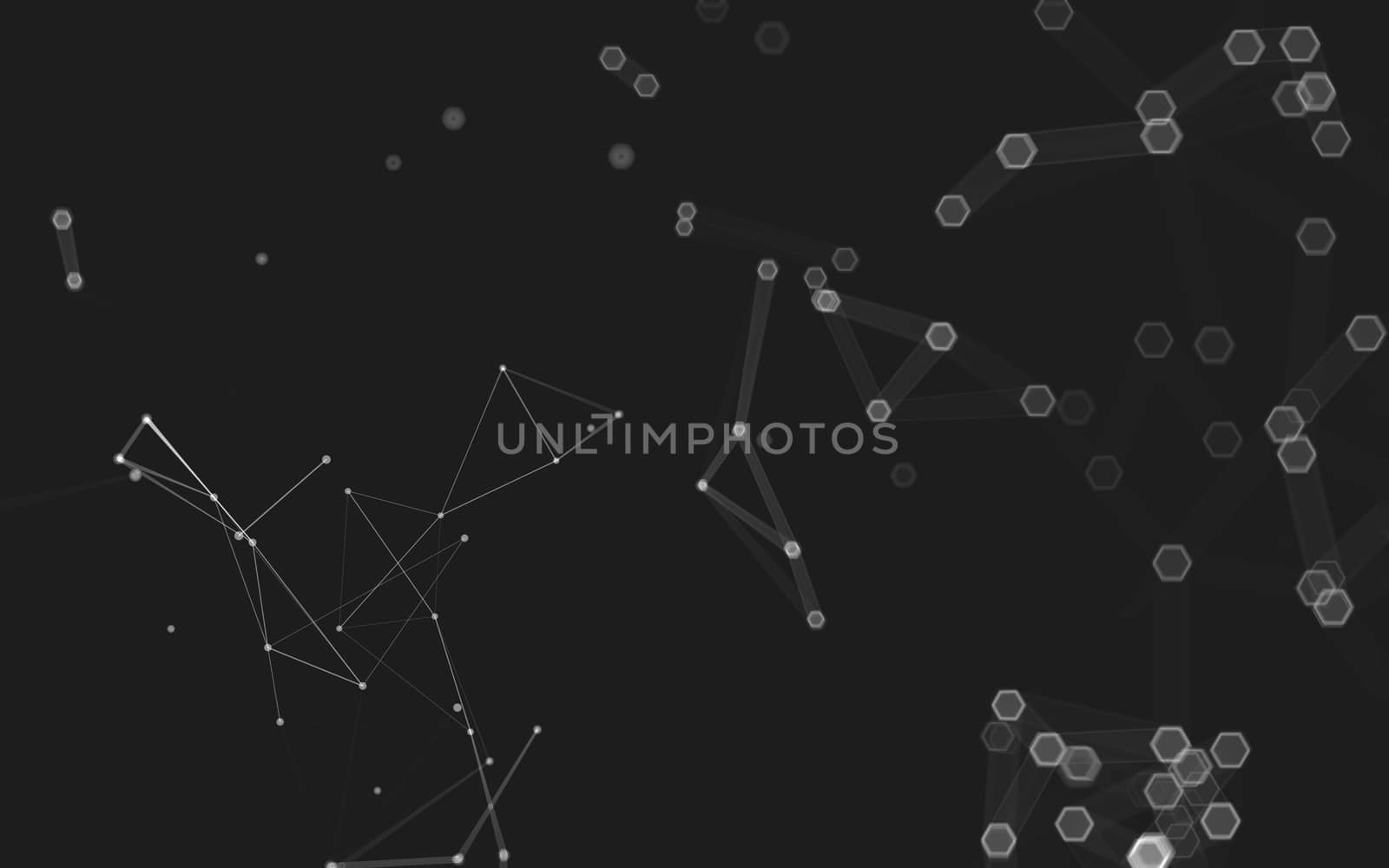 Abstract polygonal space low poly dark background with connecting dots and lines. Connection structure. 3d rendering