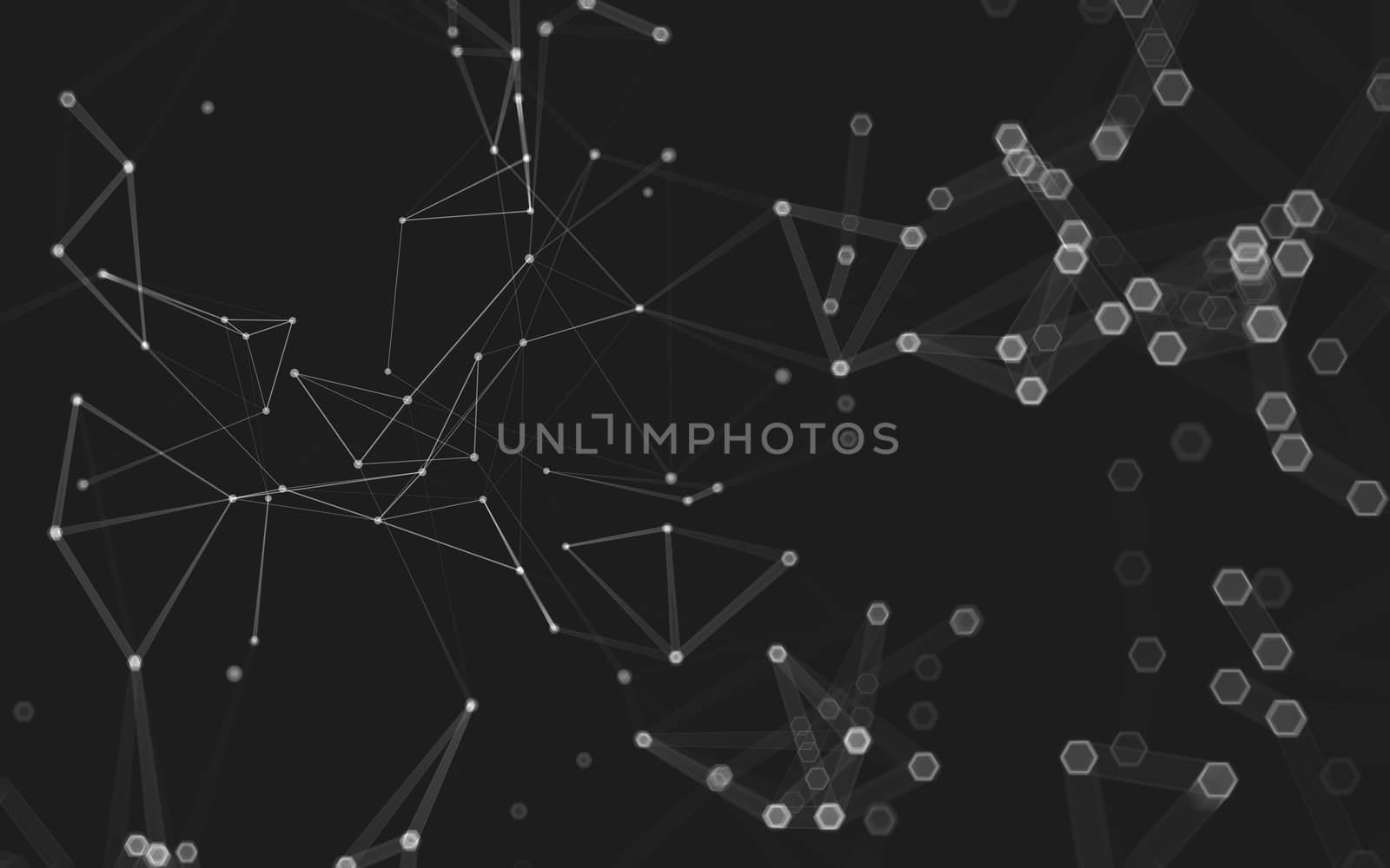 Abstract polygonal space low poly dark background with connecting dots and lines. Connection structure. 3d rendering