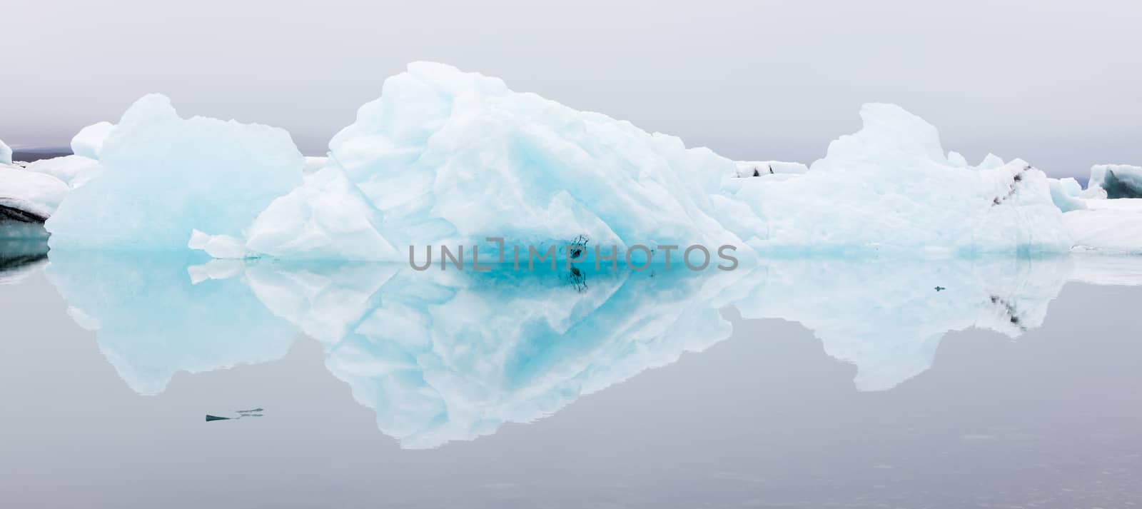 Jokulsarlon is a large glacial lake in southeast Iceland - Ice breaking of a glacier