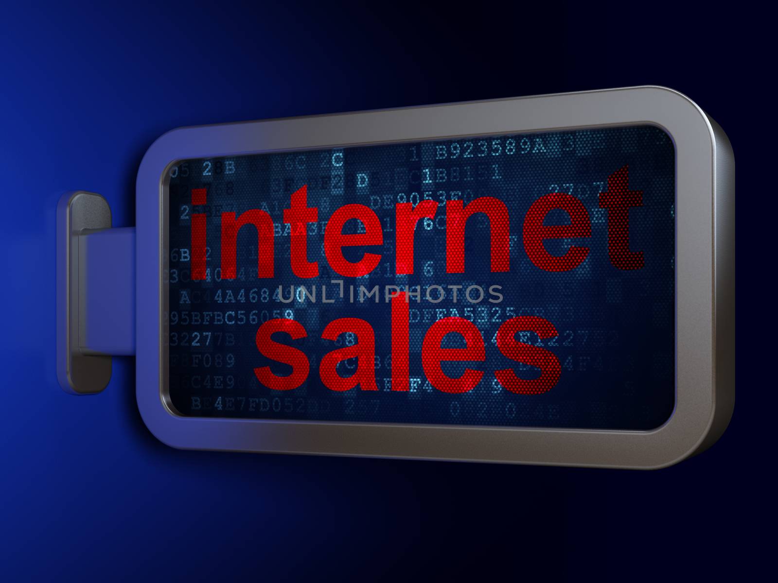 Marketing concept: Internet Sales on advertising billboard background, 3D rendering