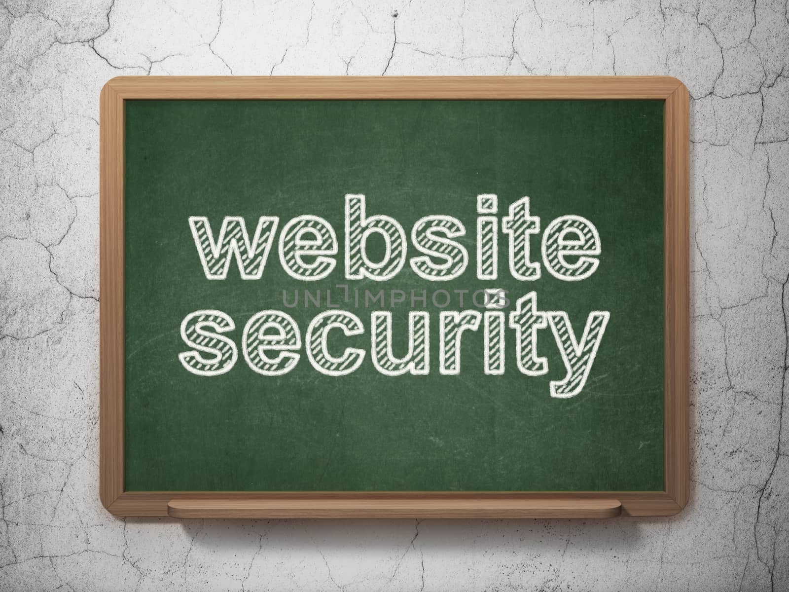 Web design concept: text Website Security on Green chalkboard on grunge wall background, 3D rendering