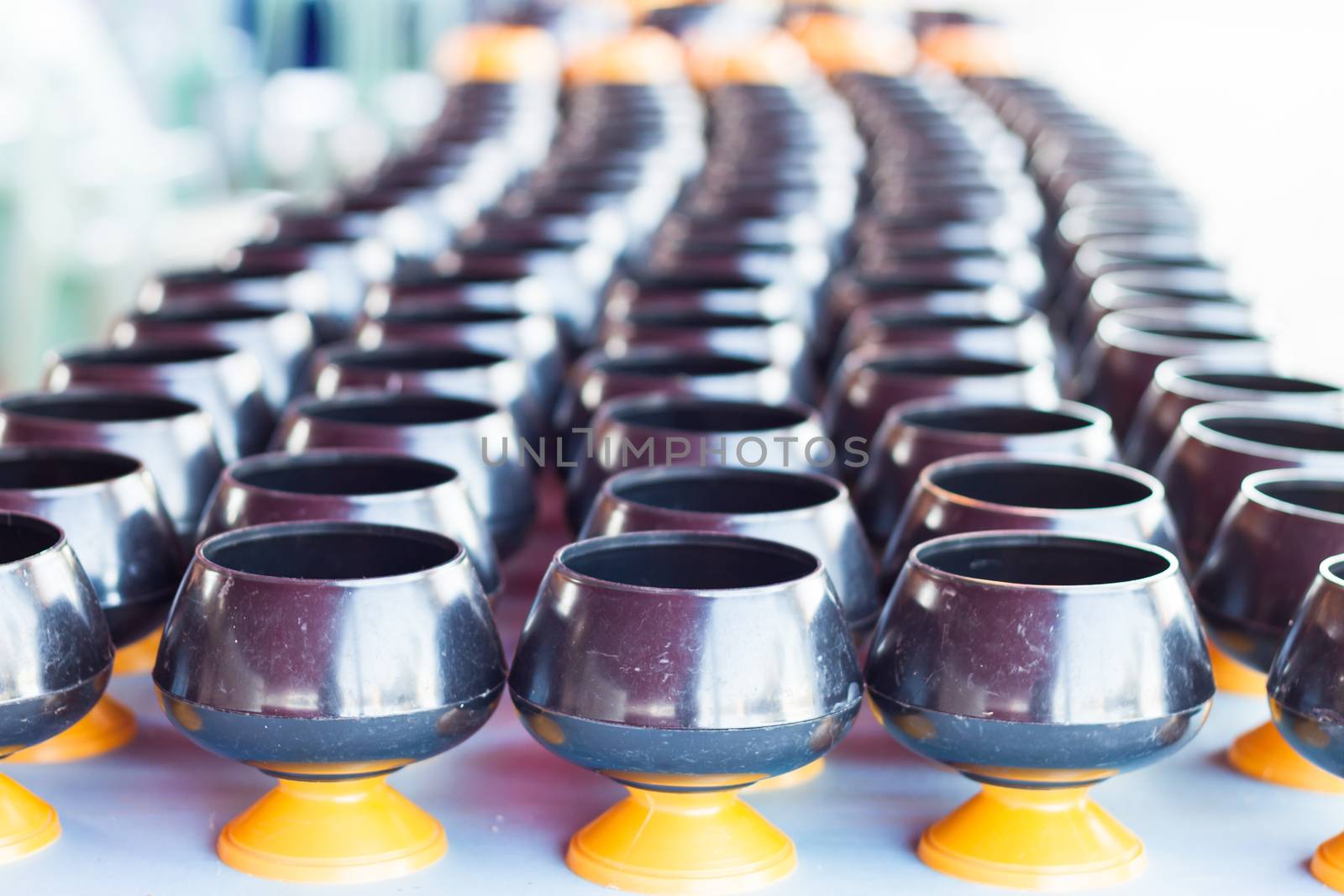 Monk's alms-bowl in temple, stock photo
