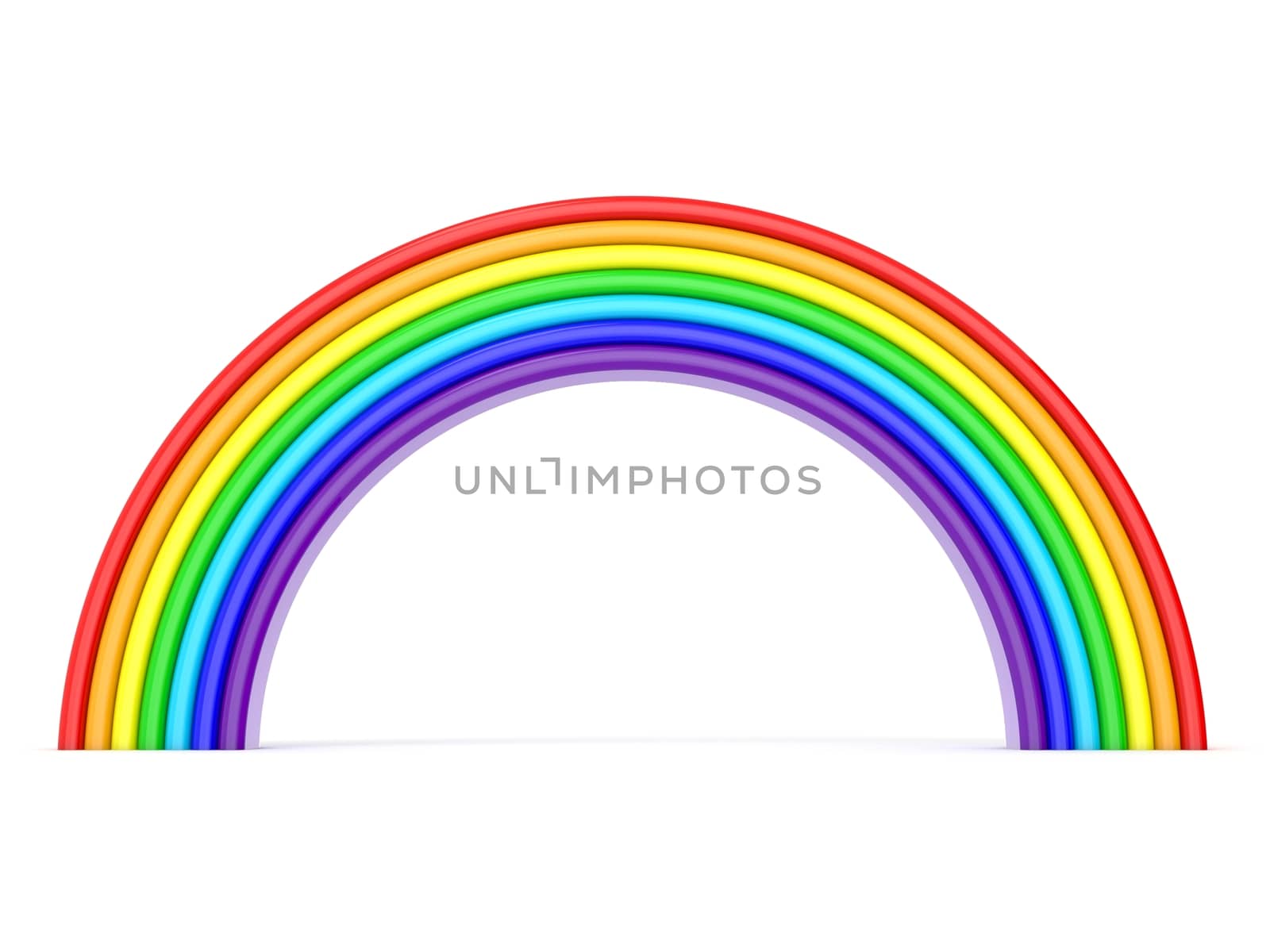 Rainbow. Side view. 3D render illustration isolated on white background