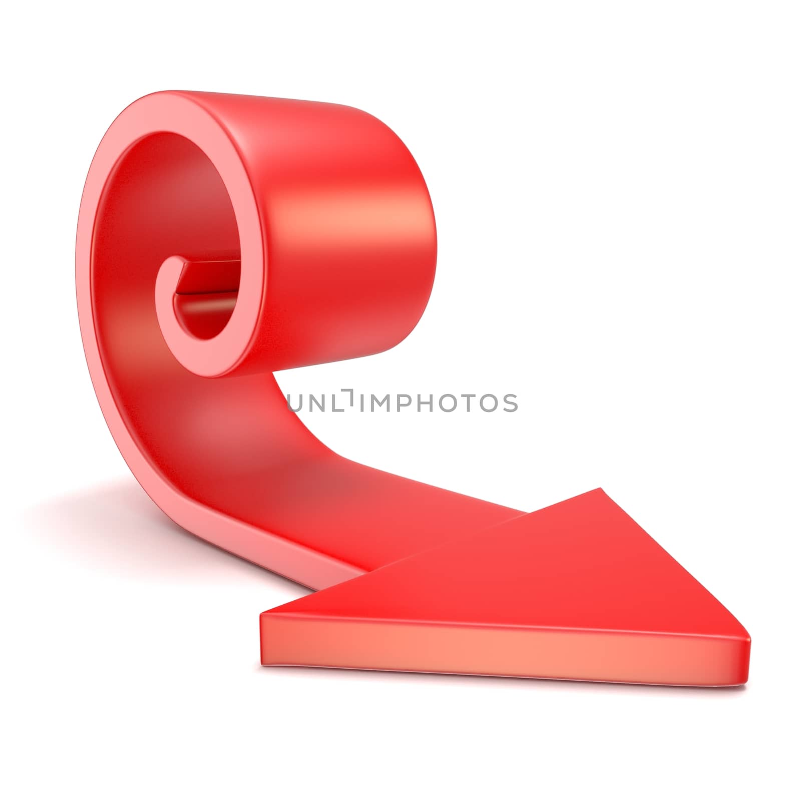 Red spiral arrow. 3D render illustration isolated on white background