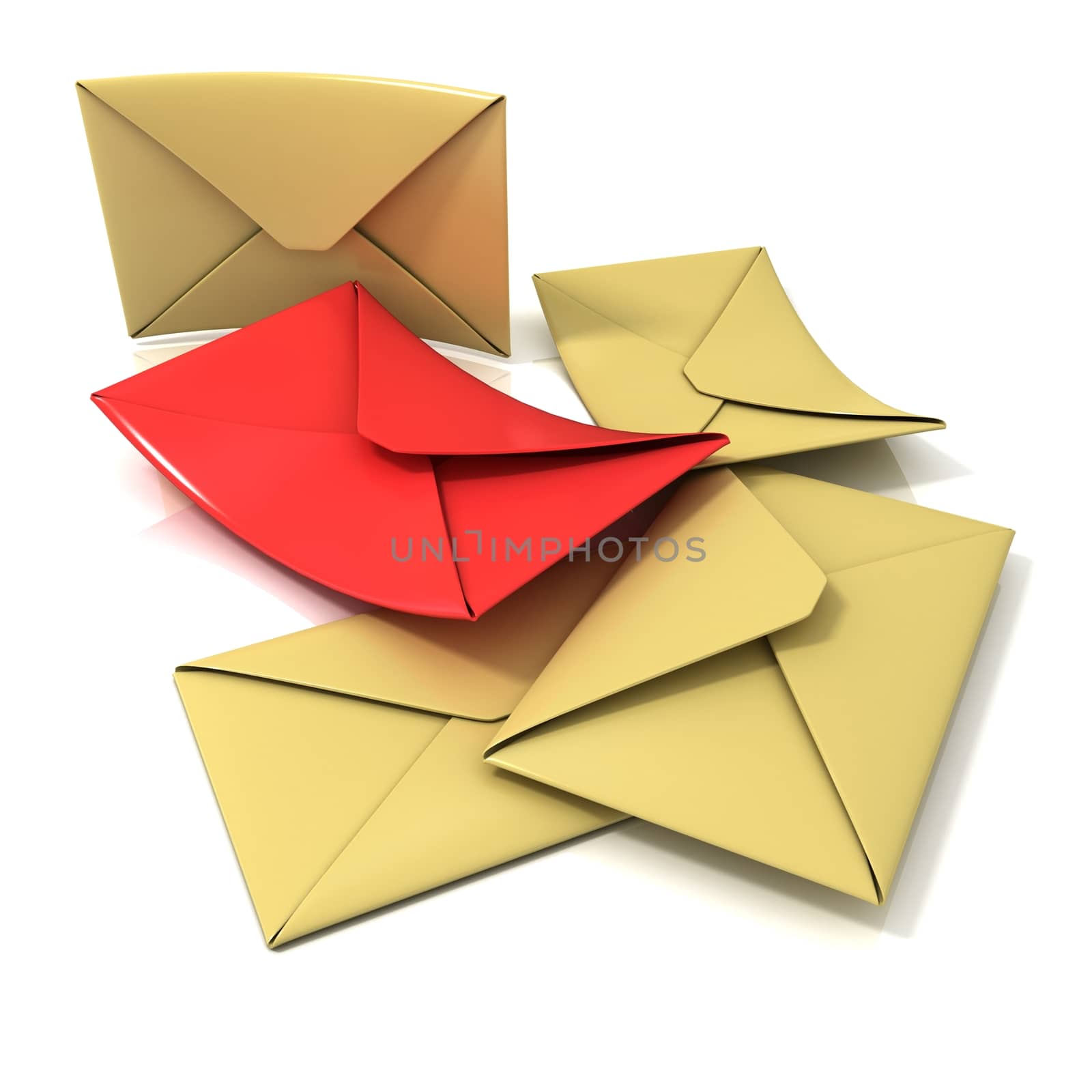 Envelopes, isolated render on a white background