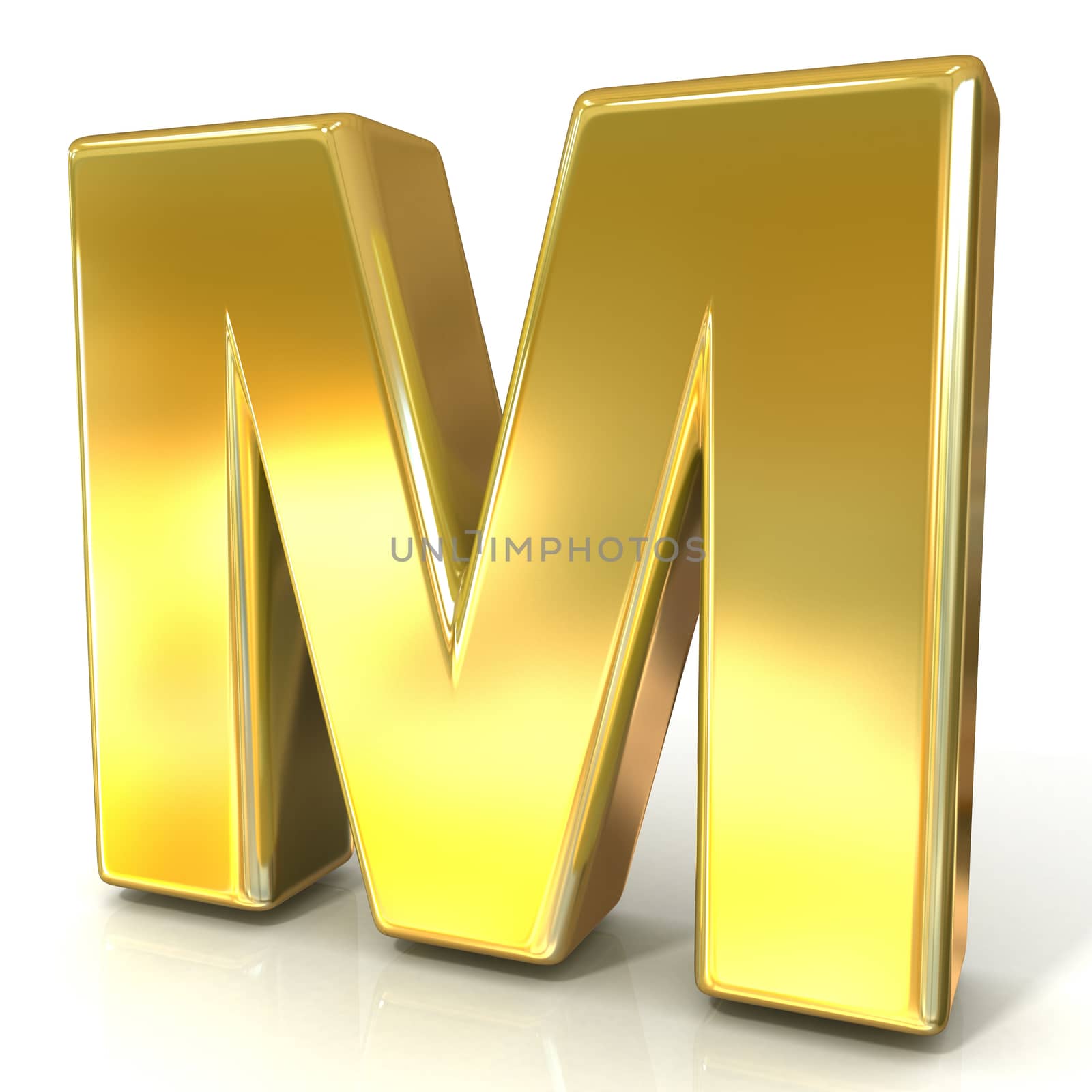 Golden font collection letter - M. 3D by djmilic