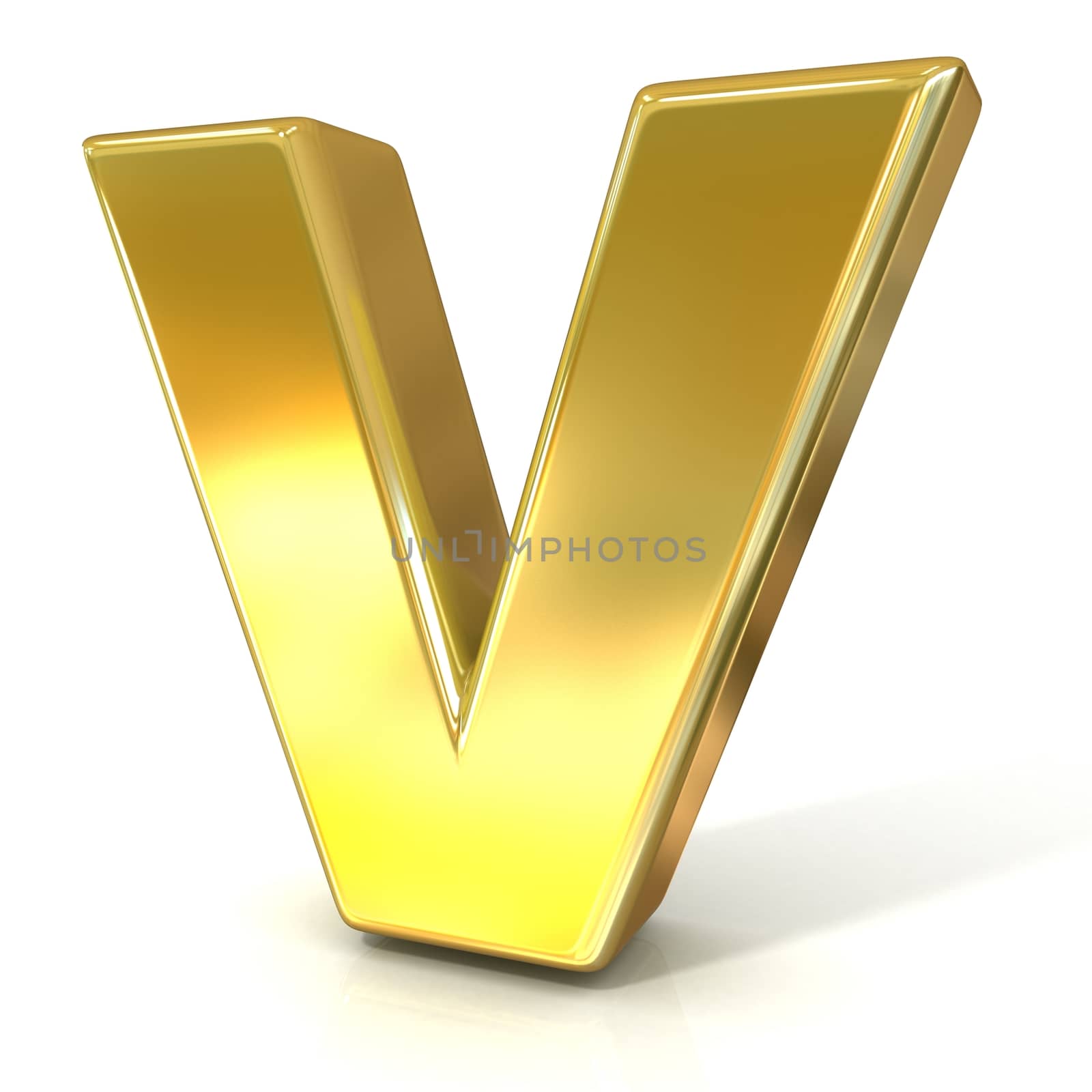 Golden font collection letter - V. 3D by djmilic