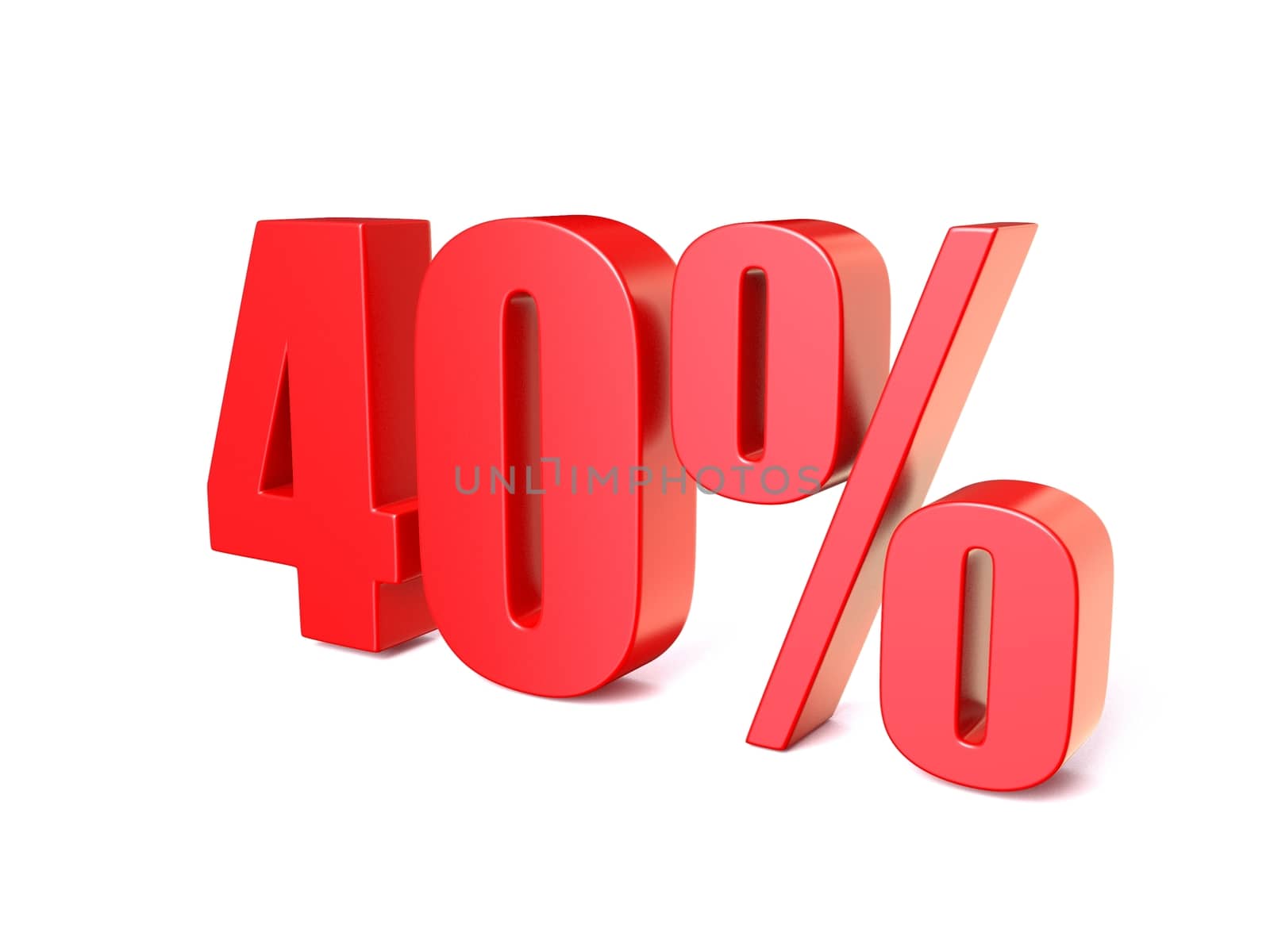 Red percentage sign 40. 3D by djmilic