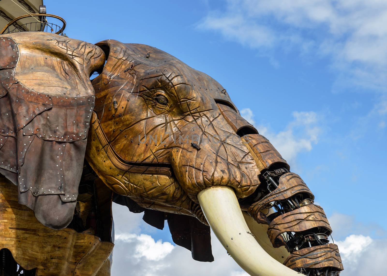 NANTES, FRANCE - CIRCA SEPTEMBER 2015: Closeup of the Great Elephant of the Machines of the Isle of Nantes.