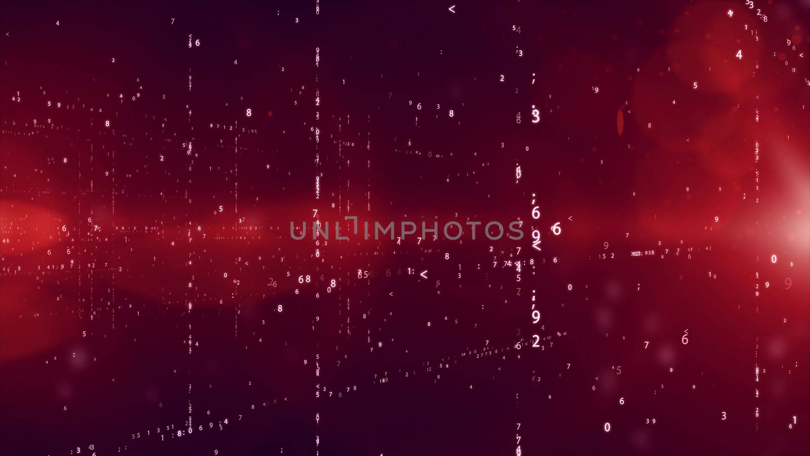 Abstract Information Display with digits on red background