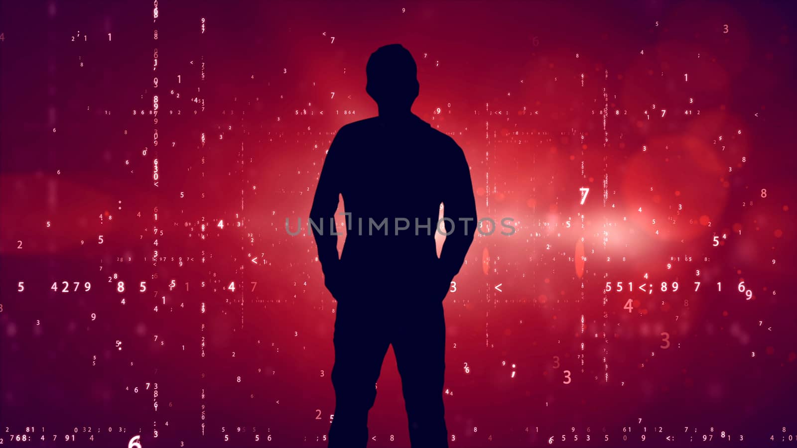 Silhouette of businessman appeared on the science background