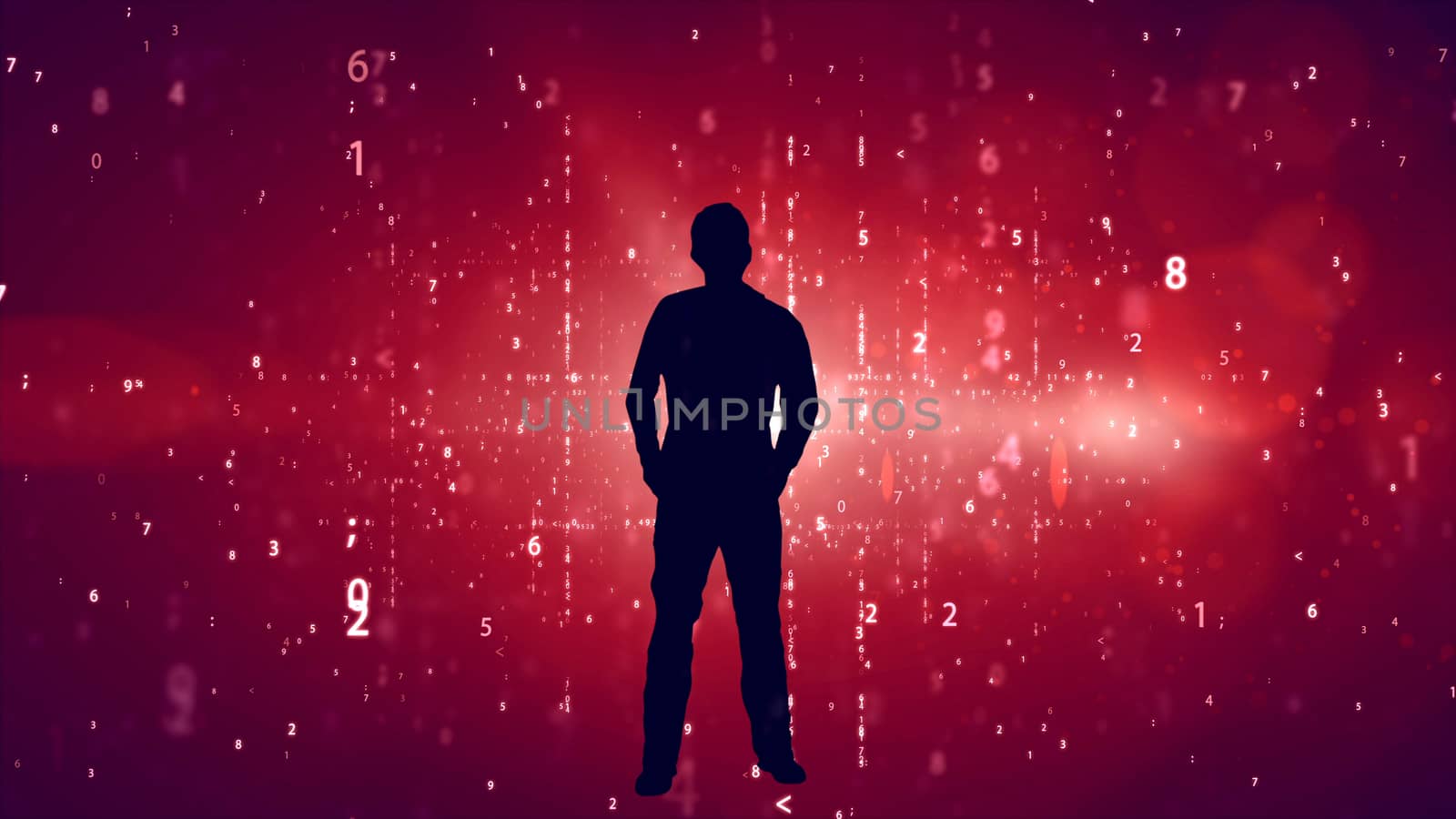 Silhouette of businessman appeared on the science background