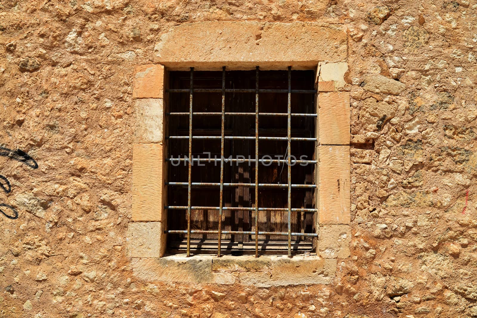 Rethymno city Greece Mosque Neratzes window detail