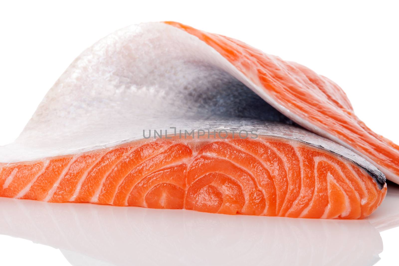 Raw salmon piece. by eskymaks