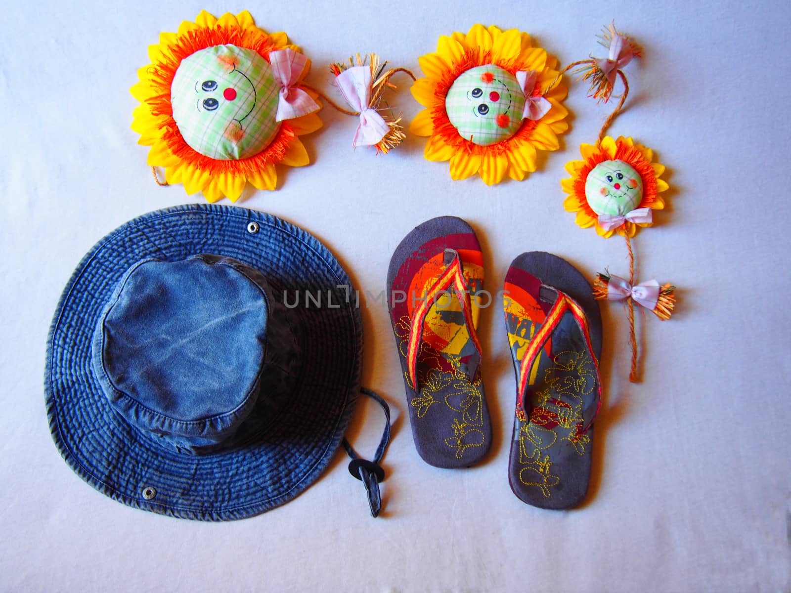 a good plot for a beach hat sandals site sunflowers by Irarlaki