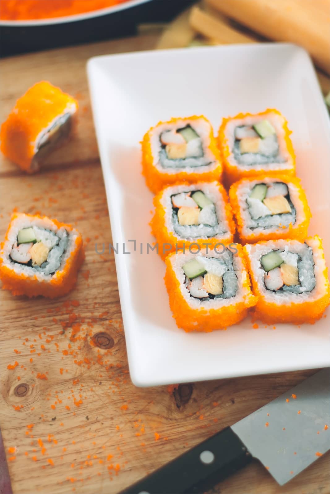 sushi rolls isolated on white background