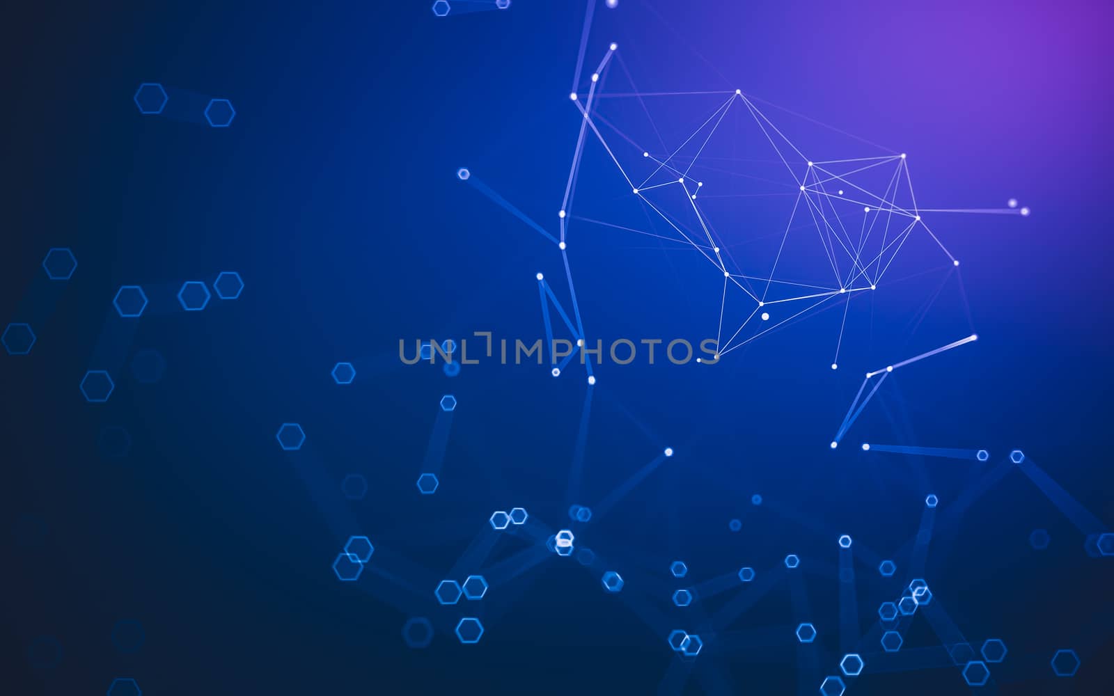 Abstract polygonal space low poly dark background with connecting dots and lines. Connection structure. 3d rendering