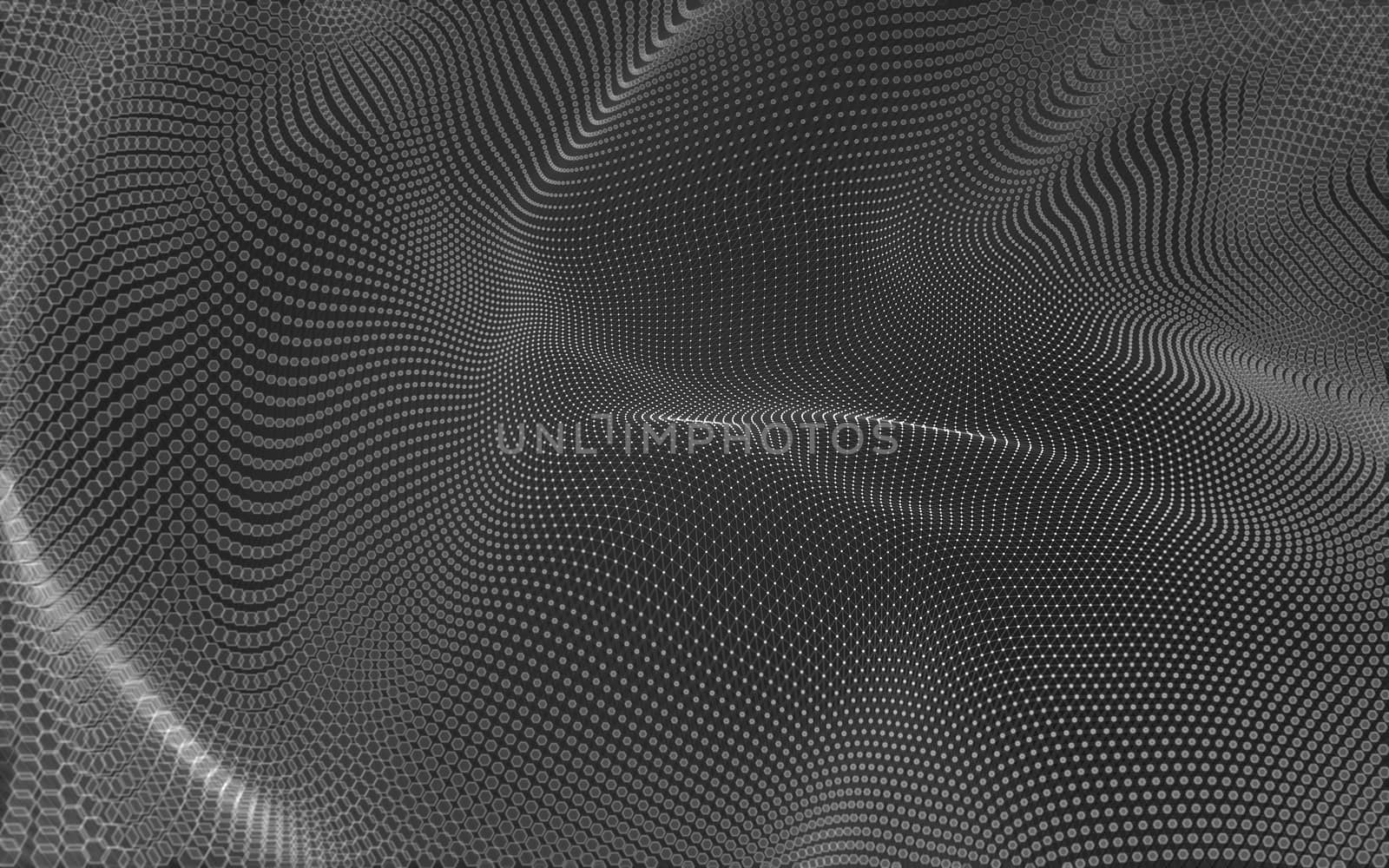 Abstract polygonal space low poly dark background, 3d rendering by teerawit