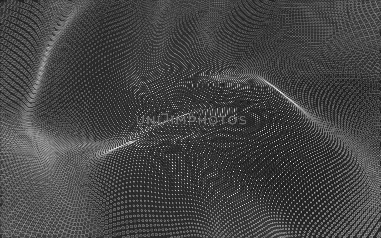 Abstract polygonal space low poly dark background, 3d rendering by teerawit