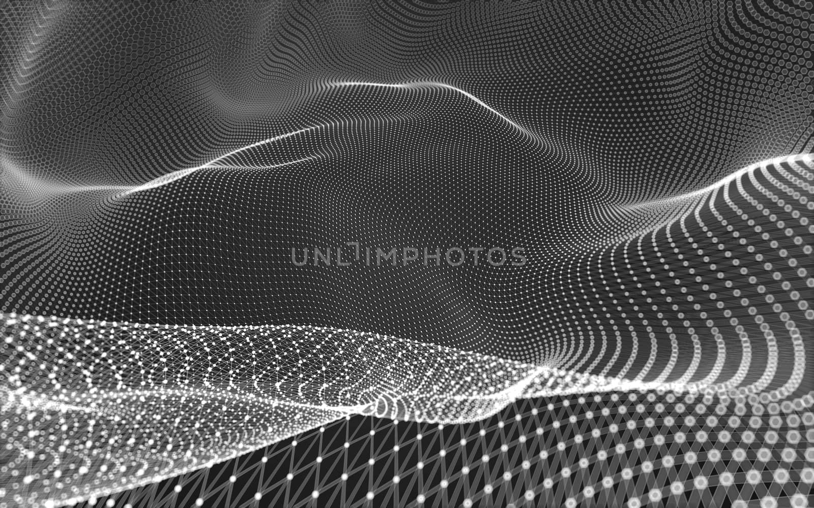 Abstract polygonal space low poly dark background with connecting dots and lines. Connection structure. 3d rendering