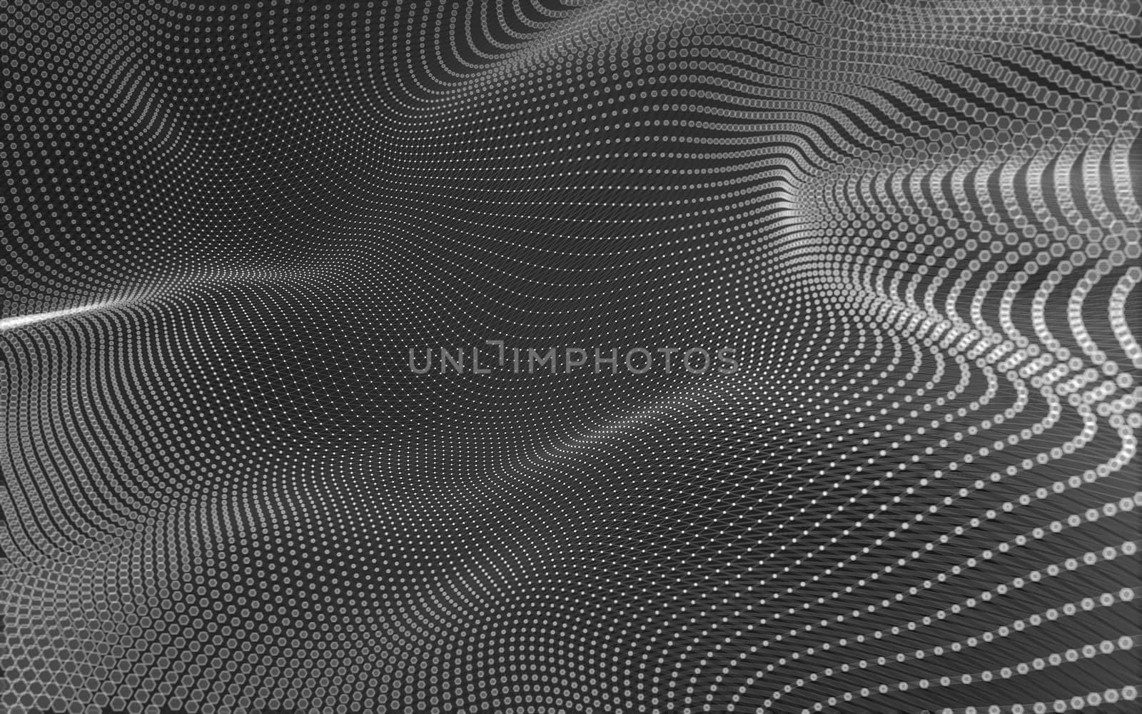 Abstract polygonal space low poly dark background with connecting dots and lines. Connection structure. 3d rendering