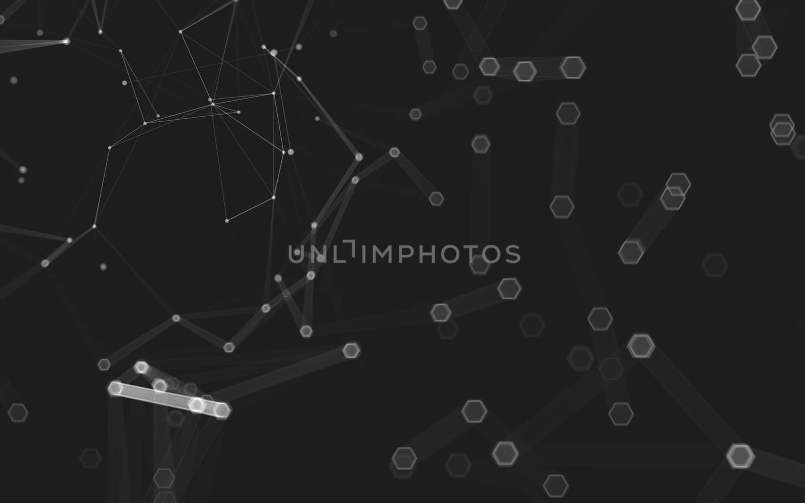 Abstract polygonal space low poly dark background with connecting dots and lines. Connection structure. 3d rendering