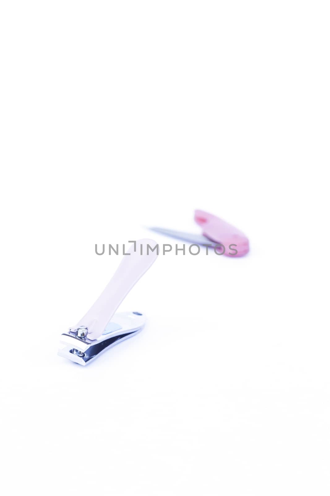 Pink clipper isolated on white background, stock photo