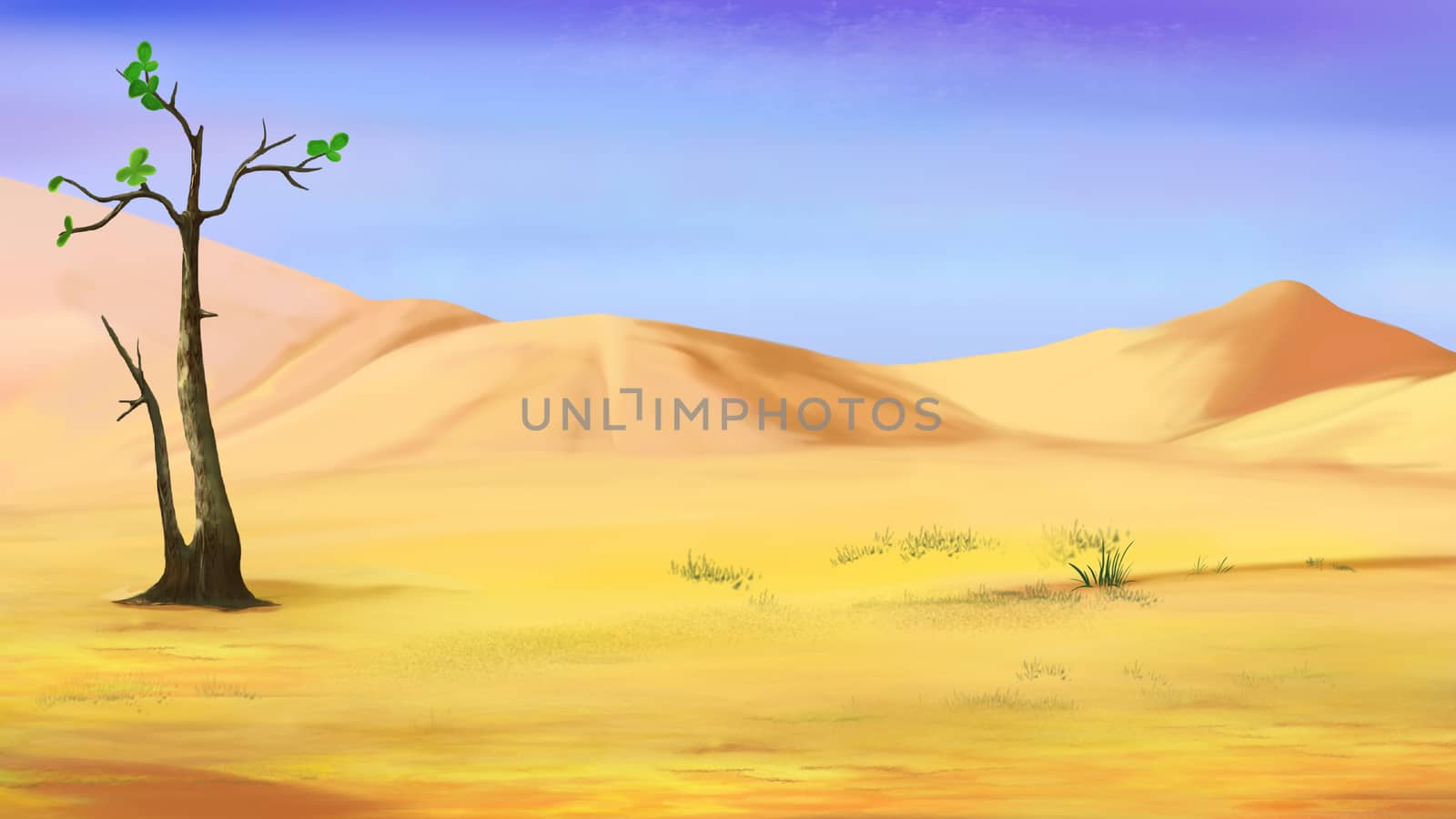 Small Lonely Tree in a Desert by Multipedia