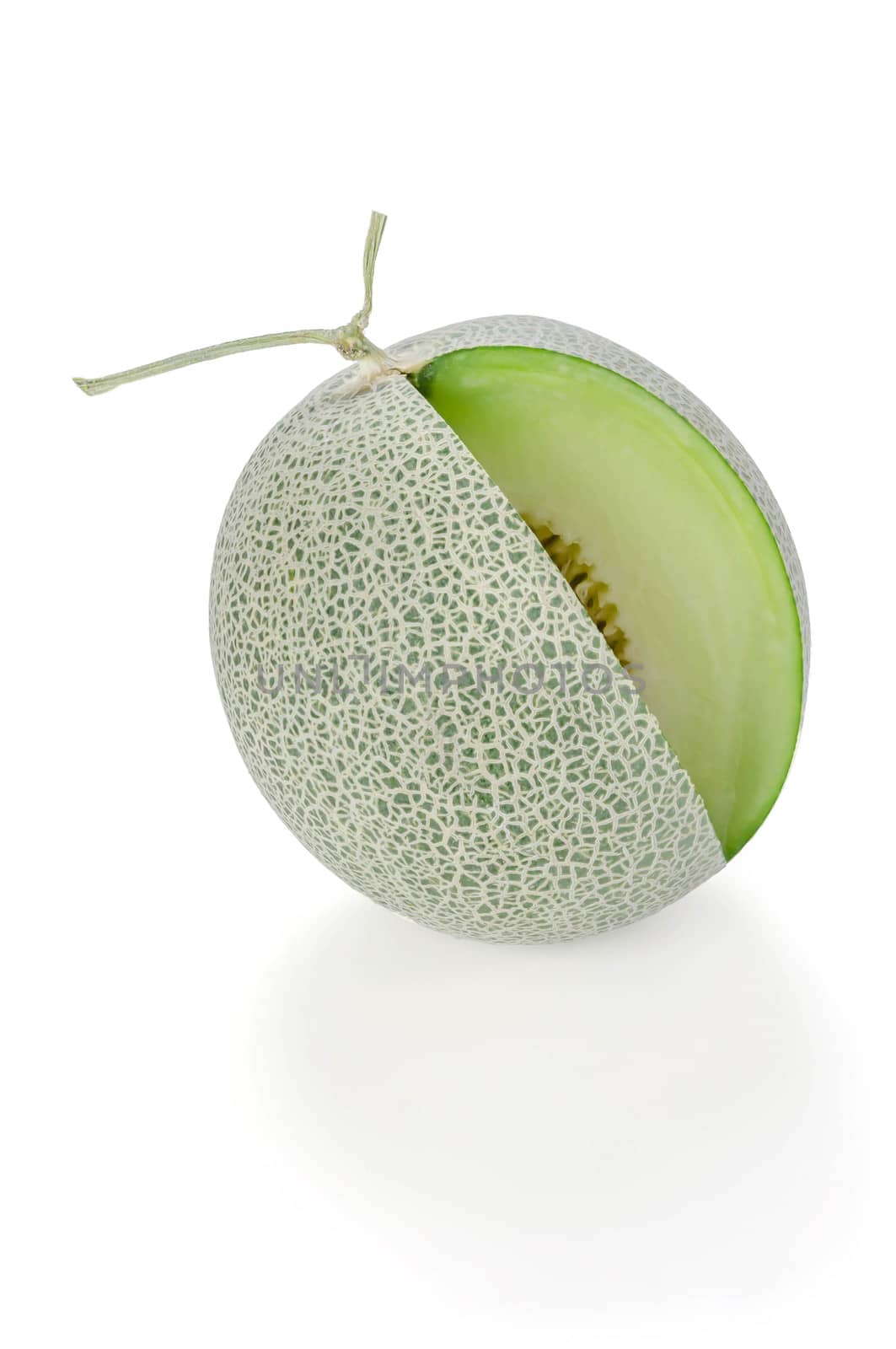 shopped green melon isolated on white background