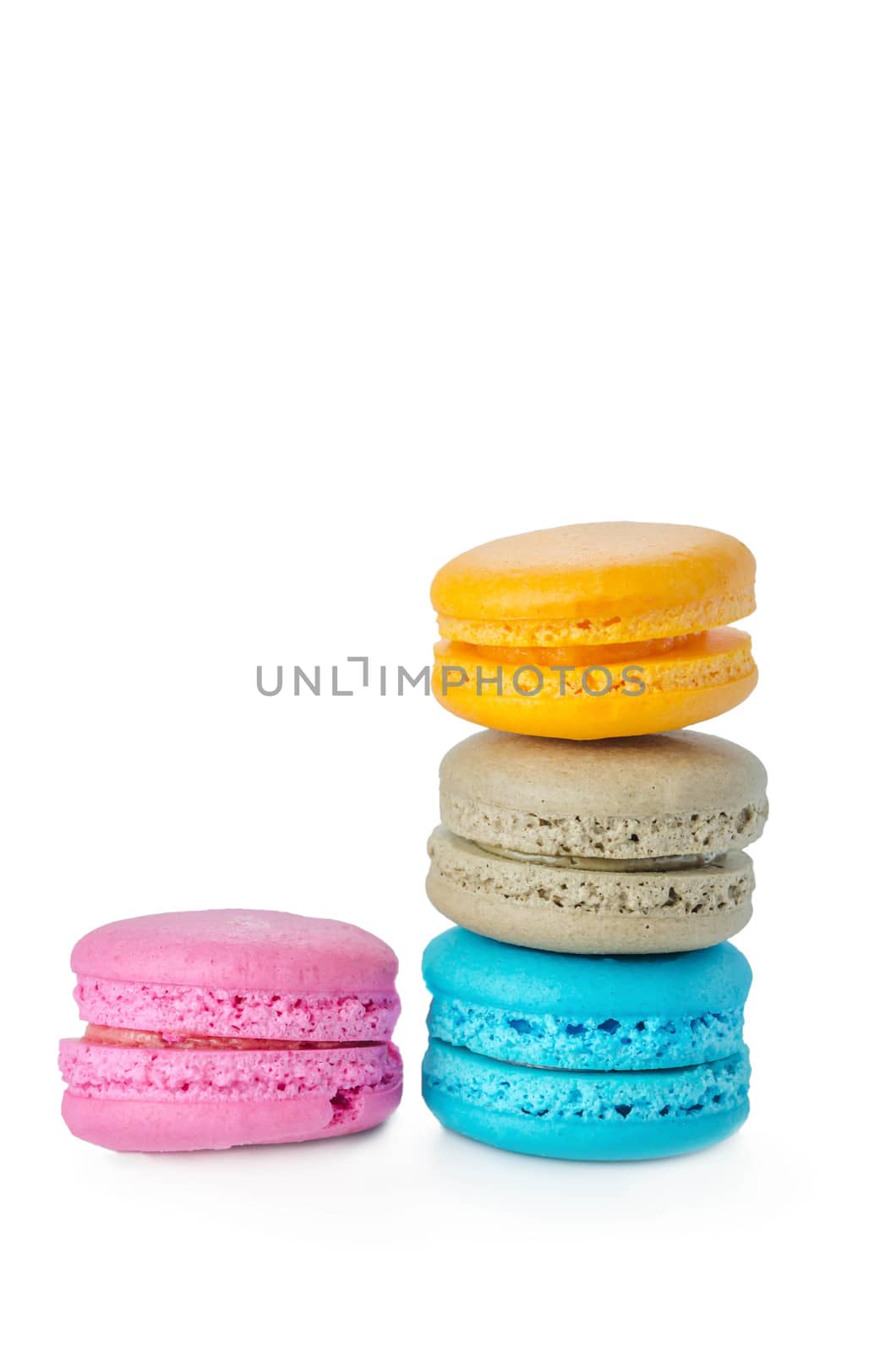 Colorful macaroons collection set on a white background