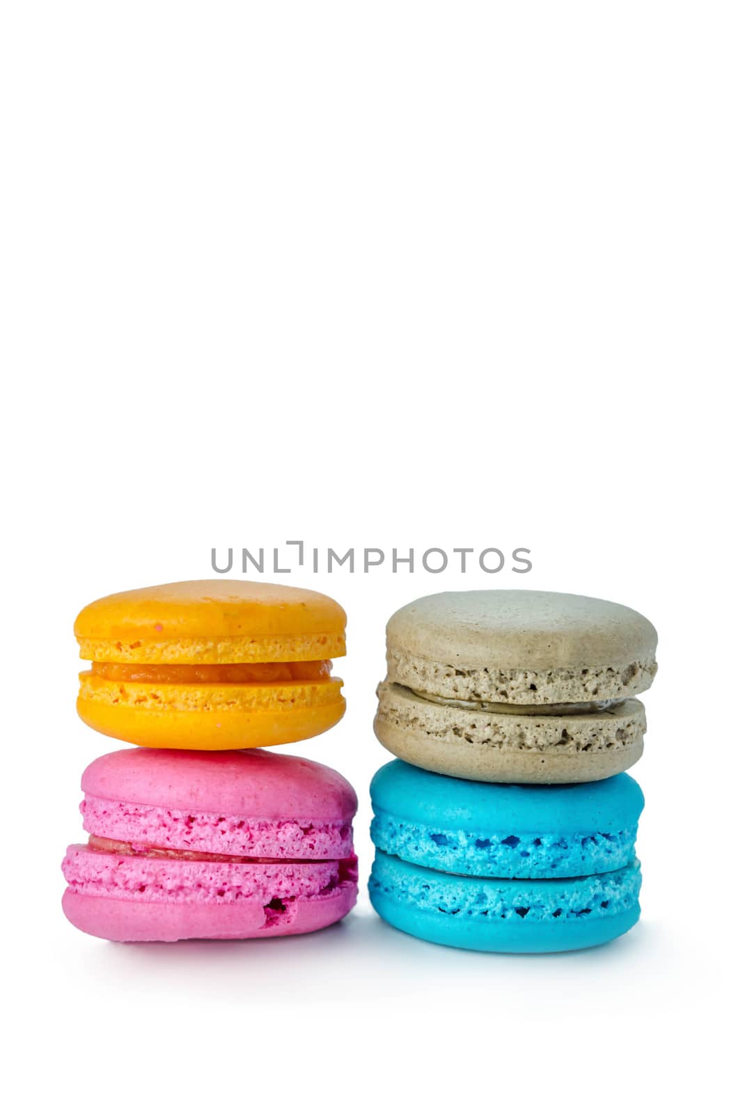 Colorful macaroons collection set on a white background