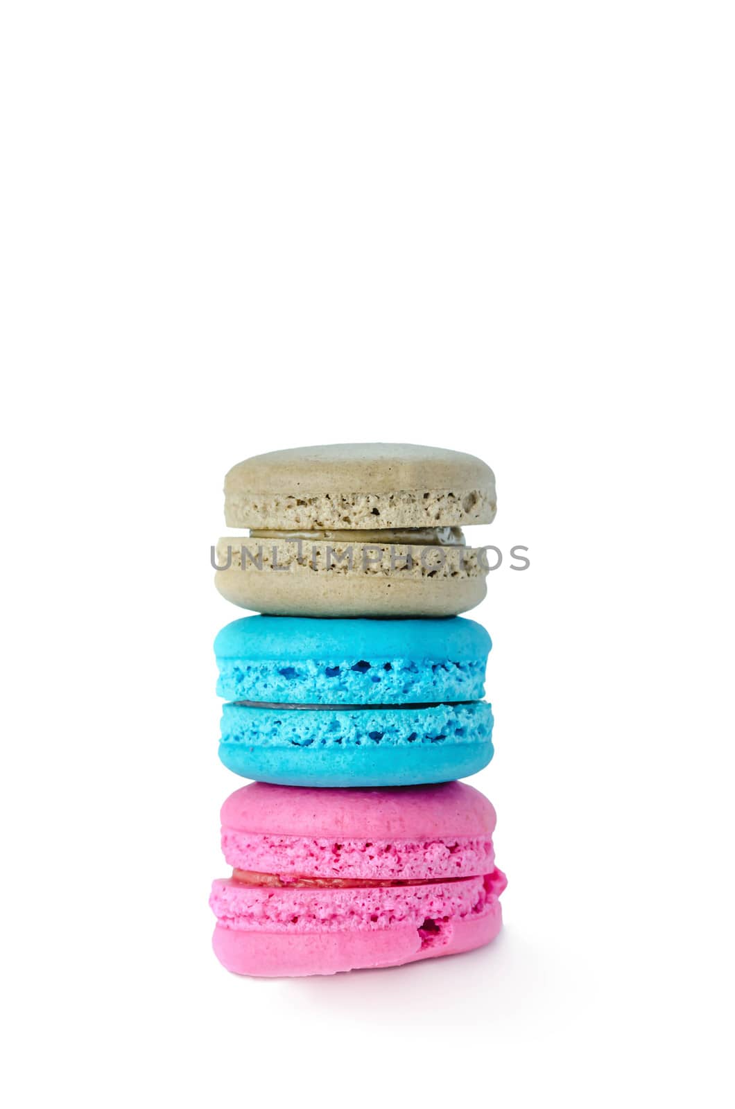 Colorful macaroons collection set on a white background