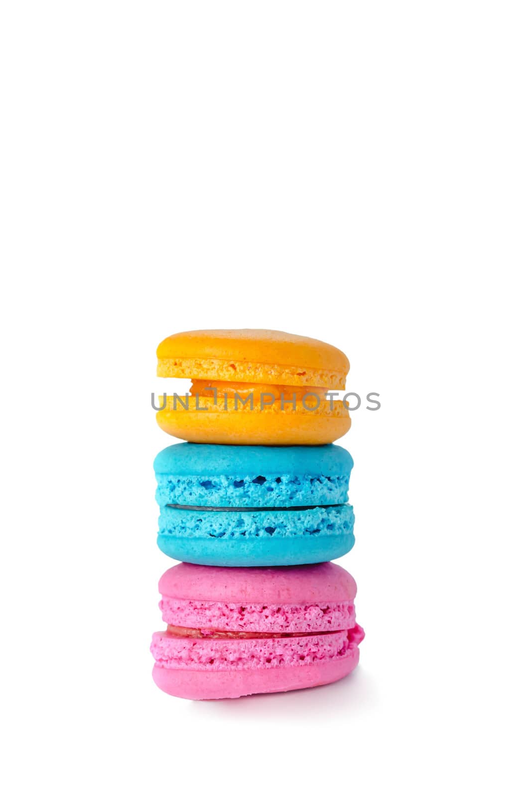 Colorful macaroons collection set on a white background